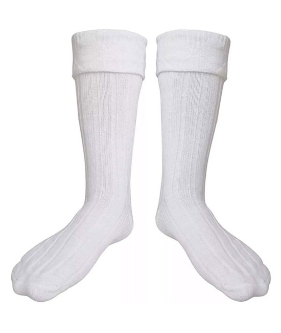 Skyland Outfit Scottish White Kilt Hose Socks | Highland Wear Kilt Accessories