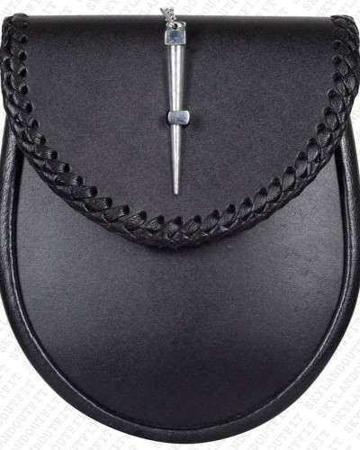 Premium Quality Black Leather Scottish Sporran Hand Engraved Premium Quality Black Leather Scottish Sporran Hand Engraved