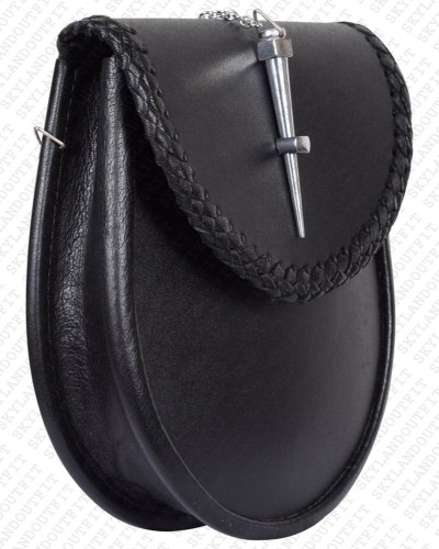 Premium Quality Black Leather Scottish Sporran Hand Engraved Premium Quality Black Leather Scottish Sporran Hand Engraved