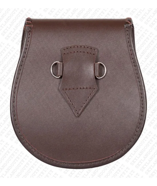 Brown Leather Sporran - Celtic Knot Embossed with Three Tassels Brown Leather Sporran - Celtic Knot Embossed with Three Tassels