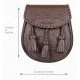 Brown Leather Sporran - Celtic Knot Embossed with Three Tassels Brown Leather Sporran - Celtic Knot Embossed with Three Tassels