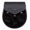 Black Leather Scottish Sporran in Rabbit Fur and Embossed Flap
