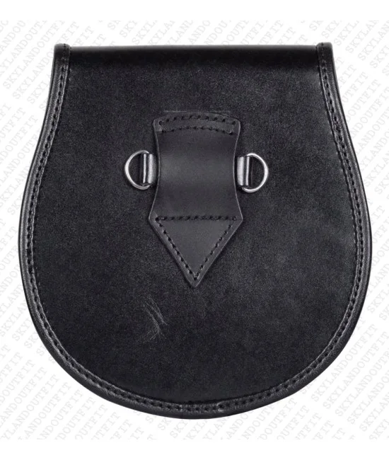 Semi Dress Black Leather Sporran with Rampant Lion Pattern Semi Dress Black Leather Sporran with Rampant Lion Pattern