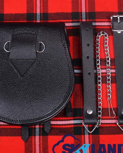 Scottish Handmade Black Leather Kilt Sporran with Grey Goat Fur & Chain Strap Scottish Handmade Black Leather Kilt Sporran with Grey Goat Fur & Chain Strap