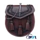 Brown Leather Kilt Sporran - Highland Semi-Dress with Chain & Embroidery Brown Leather Kilt Sporran - Highland Semi-Dress with Chain & Embroidery