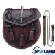 Brown Leather Kilt Sporran - Highland Semi-Dress with Chain & Embroidery Brown Leather Kilt Sporran - Highland Semi-Dress with Chain & Embroidery