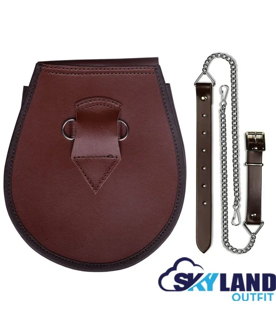 Scottish Brown Leather Rob Roy Sporran - Gothic Kilt Sporran Scottish Brown Leather Rob Roy Sporran - Gothic Kilt Sporran