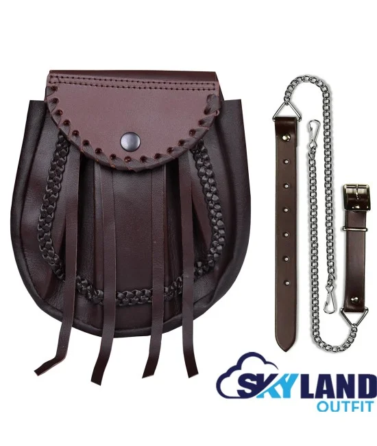 Scottish Brown Leather Rob Roy Sporran - Gothic Kilt Sporran Scottish Brown Leather Rob Roy Sporran - Gothic Kilt Sporran
