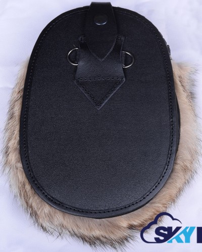 Handmade Scottish Full Dress Kilt Sporran - Brown Leather with Stag Head Badge & Coyote Fur Handmade Scottish Full Dress Kilt Sporran - Brown Leather with Stag Head Badge & Coyote Fur