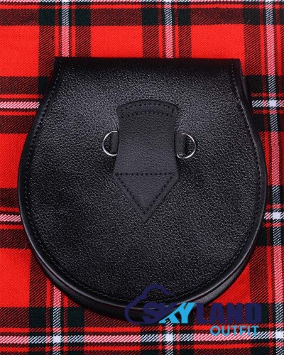 Scottish Black Leather Kilt Sporran with Stag Head & Belt Strap Scottish Black Leather Kilt Sporran with Stag Head & Belt Strap