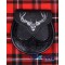 Scottish Black Leather Kilt Sporran with Stag Head & Belt Strap
