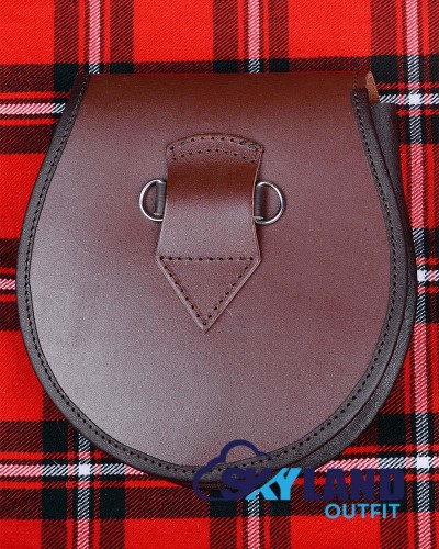 Scottish Brown Leather Kilt Sporran with Stag Head Badge & Chain Strap Scottish Brown Leather Kilt Sporran with Stag Head Badge & Chain Strap