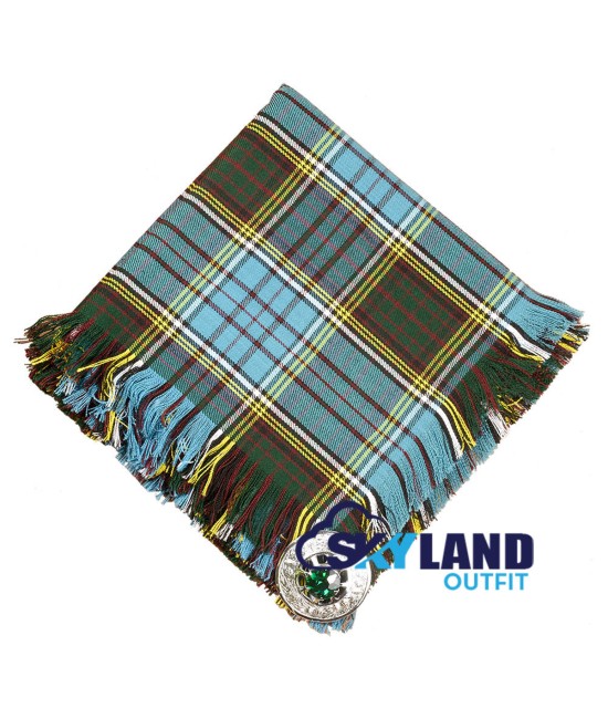 Scottish Kilt Fly Plaid with Purled Fringe in Anderson Tartan