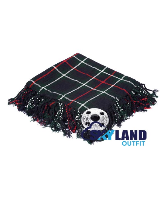 Scottish Kilt Fly Plaid with Purled Fringe in Mackenzie Tartan