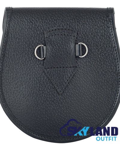 Black Leather Scottish Sporran in Black Watch Weathered Tartan Black Leather Scottish Sporran in Black Watch Weathered Tartan