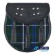 Black Leather Scottish Sporran with Clan Blue Douglas Tartan