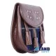 Black Leather Scottish Sporran with Clan Blue Douglas Tartan