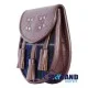 Black Leather Scottish Sporran with Clan Blue Douglas Tartan
