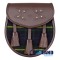 Brown Leather Scottish Sporran with Clan Gordon Tartan