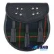 Brown Leather Scottish Sporran with Clan Gunn Tartan Brown Leather Scottish Sporran with Clan Gunn Tartan