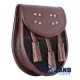Brown Leather Scottish Sporran with Clan Gunn Tartan Brown Leather Scottish Sporran with Clan Gunn Tartan