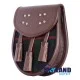 Brown Leather Scottish Sporran with Clan Gunn Tartan Brown Leather Scottish Sporran with Clan Gunn Tartan