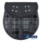 Black Leather Scottish Sporran with Clan Hamilton Grey Tartan