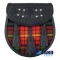 Black Leather Scottish Sporran with Clan LGBTQ Pride Tartan