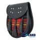 Black Leather Scottish Sporran with Clan LGBTQ Pride Tartan Black Leather Scottish Sporran with Clan LGBTQ Pride Tartan
