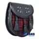 Black Leather Scottish Sporran with Clan Macdonald Tartan Black Leather Scottish Sporran with Clan Macdonald Tartan