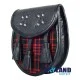 Black Leather Scottish Sporran with Clan Macdonald Tartan Black Leather Scottish Sporran with Clan Macdonald Tartan