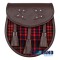 Brown Leather Scottish Sporran with Clan Macdonald Tartan