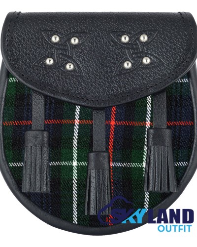 Brown Leather Scottish Sporran with Clan Mackenzie Tartan Brown Leather Scottish Sporran with Clan Mackenzie Tartan