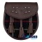 Brown Leather Scottish Sporran with Clan Mackenzie Tartan