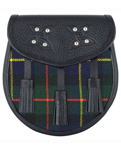 Black Leather Sporran-Clan MacLeod of Harris Tartan