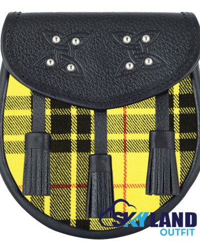 Brown Leather Sporran with Clan MacLeod of Lewis Tartan Brown Leather Sporran with Clan MacLeod of Lewis Tartan