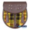 Brown Leather Sporran with Clan MacLeod of Lewis Tartan