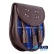 Brown Leather Scottish Sporran with Clan Ramsey Blue Tartan