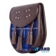 Brown Leather Scottish Sporran with Clan Ramsey Blue Tartan