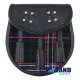Brown Leather Scottish Sporran with Clan Scottish National Tartan Brown Leather Scottish Sporran with Clan Scottish National Tartan