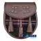 Brown Leather Scottish Sporran with Clan Scottish National Tartan