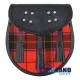 Brown Leather Scottish Sporran with Clan Scottish Rose Tartan Brown Leather Scottish Sporran with Clan Scottish Rose Tartan