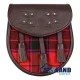 Brown Leather Scottish Sporran with Clan Scottish Rose Tartan Brown Leather Scottish Sporran with Clan Scottish Rose Tartan
