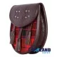 Brown Leather Scottish Sporran with Clan Scottish Rose Tartan Brown Leather Scottish Sporran with Clan Scottish Rose Tartan
