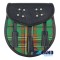 Black Leather Scottish Sporran with Clan Tara Murphy Tartan