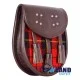 Brown Leather Scottish Sporran with Clan Wallace Tartan Brown Leather Scottish Sporran with Clan Wallace Tartan