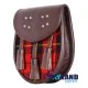 Brown Leather Scottish Sporran with Clan Wallace Tartan Brown Leather Scottish Sporran with Clan Wallace Tartan