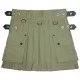 Ladies Utility Olive Green Cotton Kilt with adjustable Leather Straps