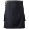 Utility Black Cotton Kilt for Women Skirt with adjustable Straps 