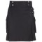Utility Black Cotton Kilt for Women with adjustable Straps 
